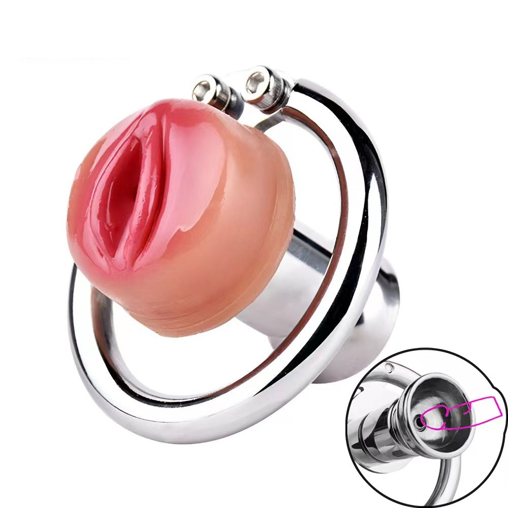 BDSM 412 Silikon Vagina-Optik Edelstahl Keuschheitskäfig