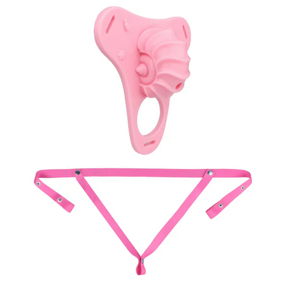 Fantasy Pink Conch Chastity Cage with Belt  22