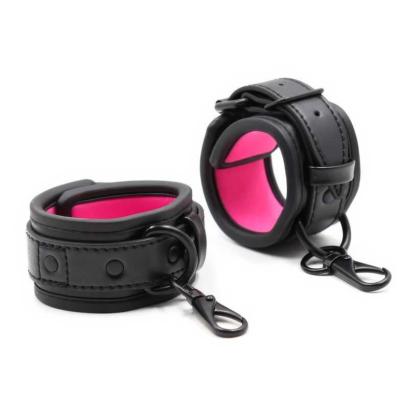 Schwarze Und Rosa Bdsmhandschellen