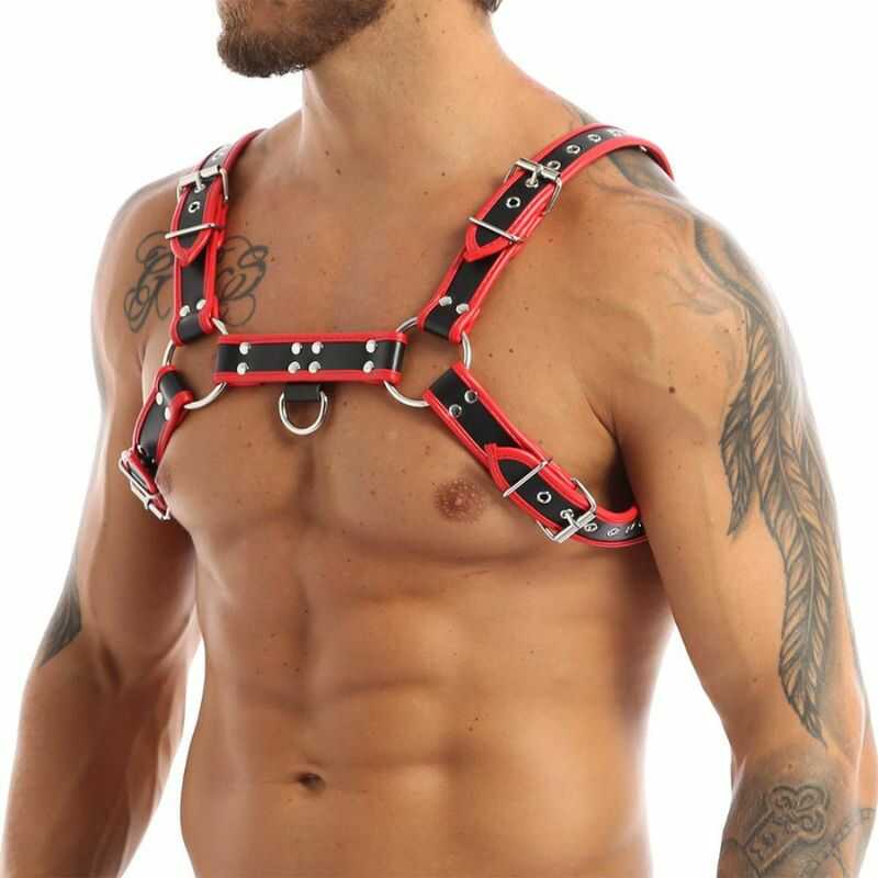 Sexy Männer Harness BDSM Rot – Produktansicht 3