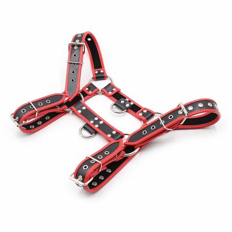 Sexy Männer Harness BDSM Rot – Produktansicht 5