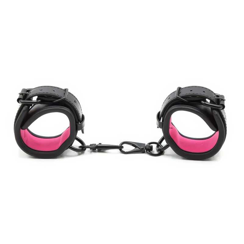 Schwarze Und Rosa Bdsmhandschellen