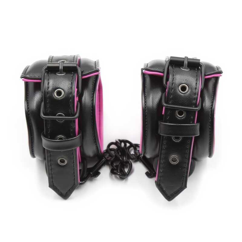 Gepolsterte Knöchelhandschellen Schwarz Rosa