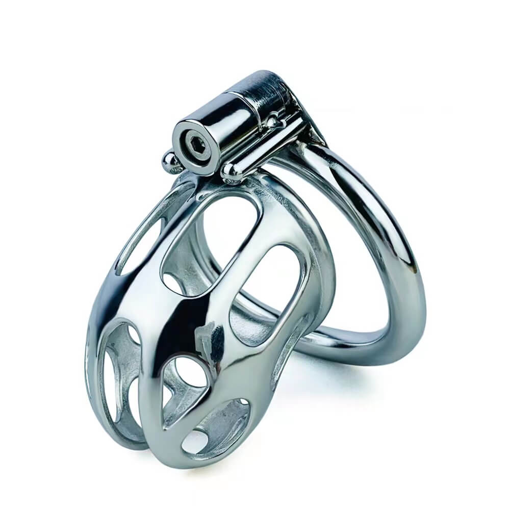 Neu Edelstahl Keuschheitskäfig mit Uneven Ring