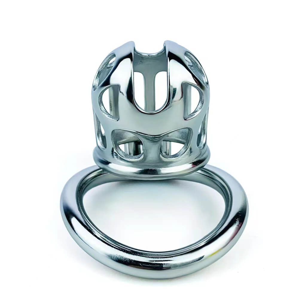 Neu Edelstahl Keuschheitskäfig mit Uneven Ring