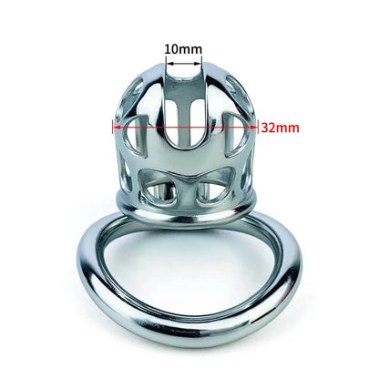 Neu Edelstahl Keuschheitskäfig mit Uneven Ring