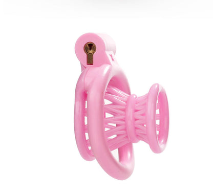 Rosa negativer Nylon-Keuschheitskäfig mit Korbstruktur