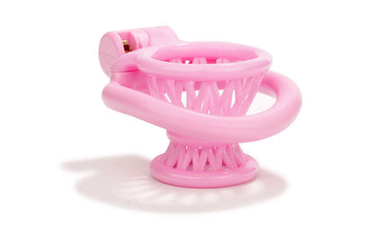 Rosa negativer Nylon-Keuschheitskäfig mit Korbstruktur