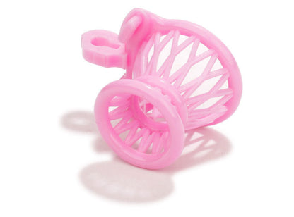 Rosa negativer Nylon-Keuschheitskäfig mit Korbstruktur