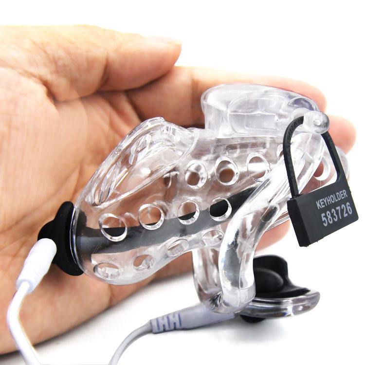 Harz Elektrischer-Keuschheitskäfig Mann - HT V4 Air Transparent E-stim
