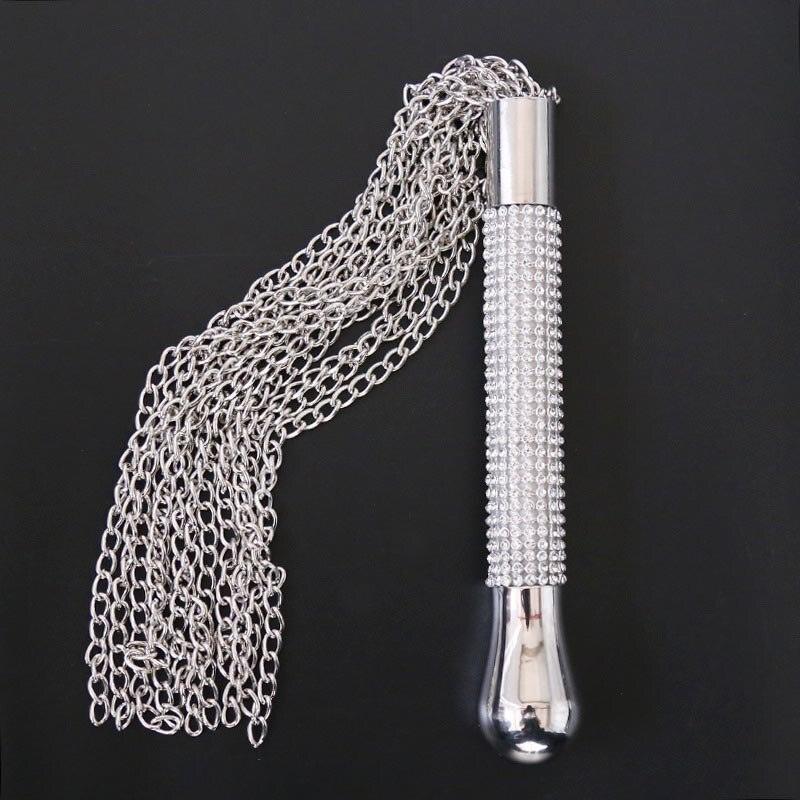 Glamouröse Kette mit Rhinestone Flogger in Silber