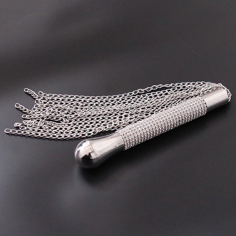 Glamouröse Kette mit Rhinestone Flogger in Silber