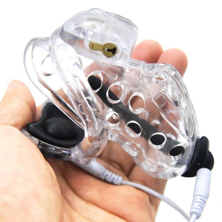 Harz Elektrischer-Keuschheitskäfig Mann - HT V4 Air Transparent E-stim – Produktansicht 2
