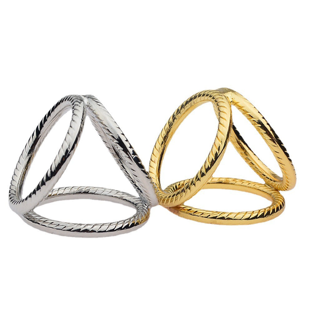 Eleganter dreifacher Ring aus Stahl für Penis und Hoden