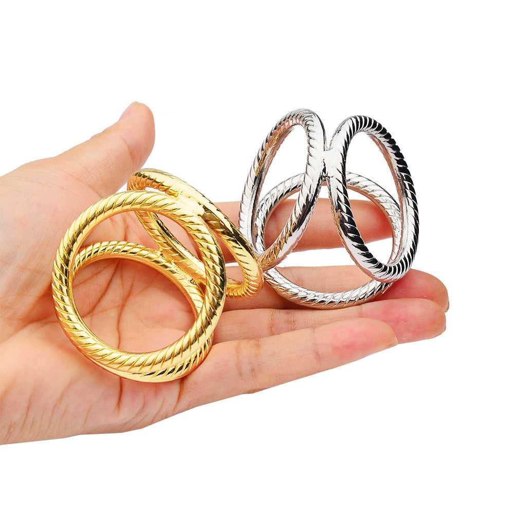 Eleganter dreifacher Ring aus Stahl für Penis und Hoden – Produktansicht 2