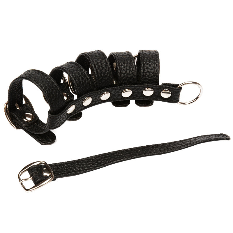 Schwarzer Kunstleder Harness Käfig für Penis und Hoden