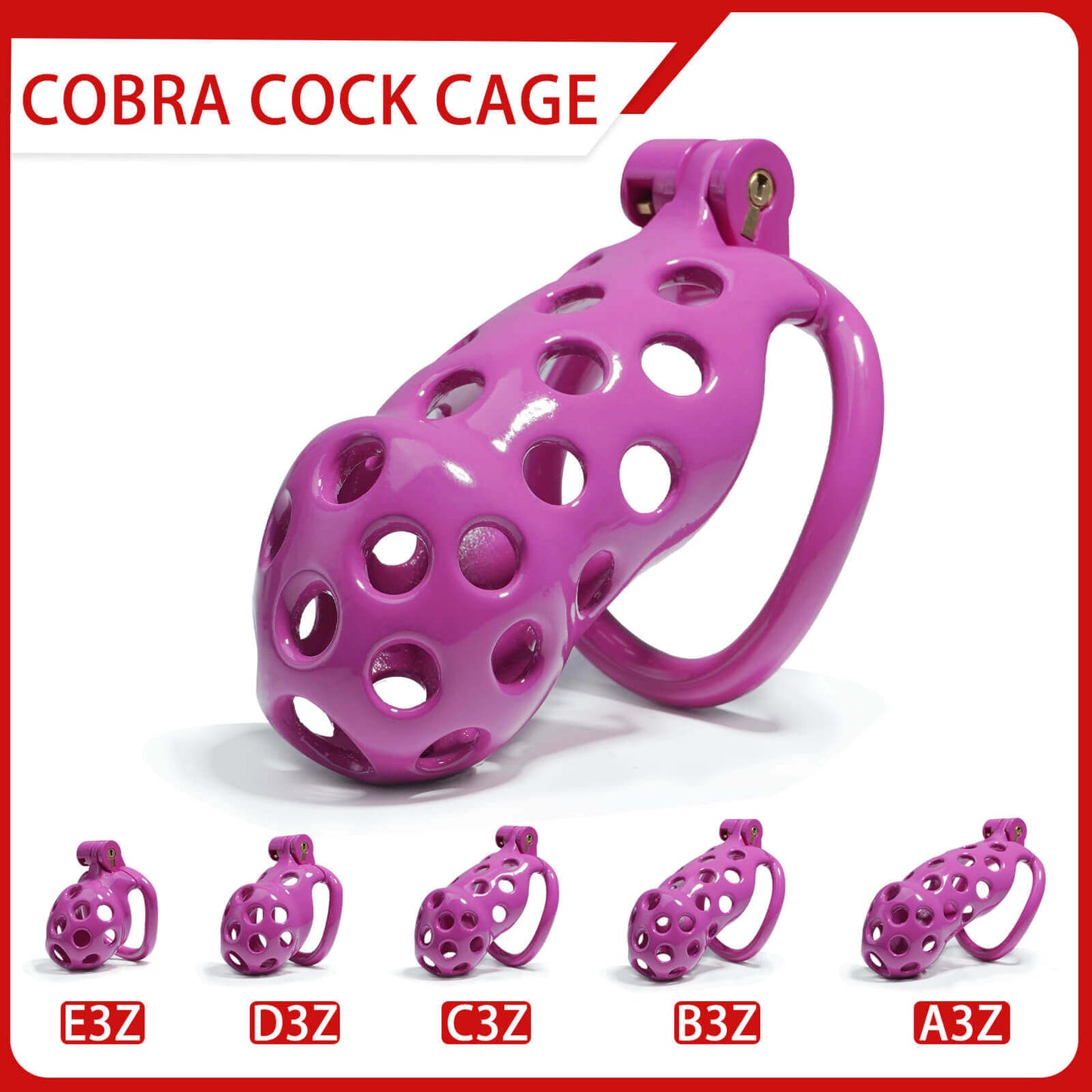 Lila Öffnung Mamba Keuschheitskäfig Set 1.77 bis 4.13 Zoll Lang