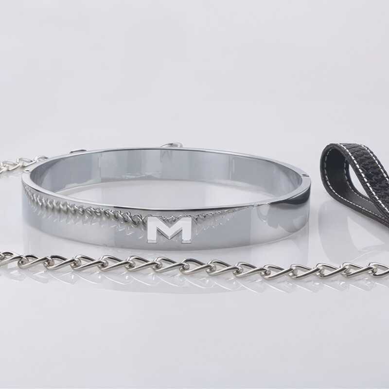 Metall bdsm halsband + Leine