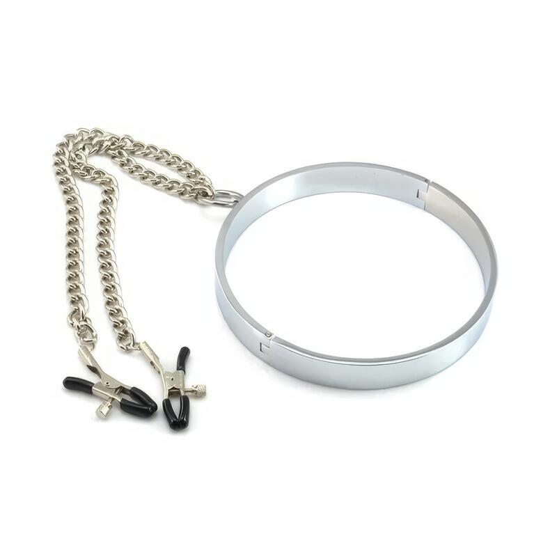 Nippelklemmen Mit Metall Halsband BDSM