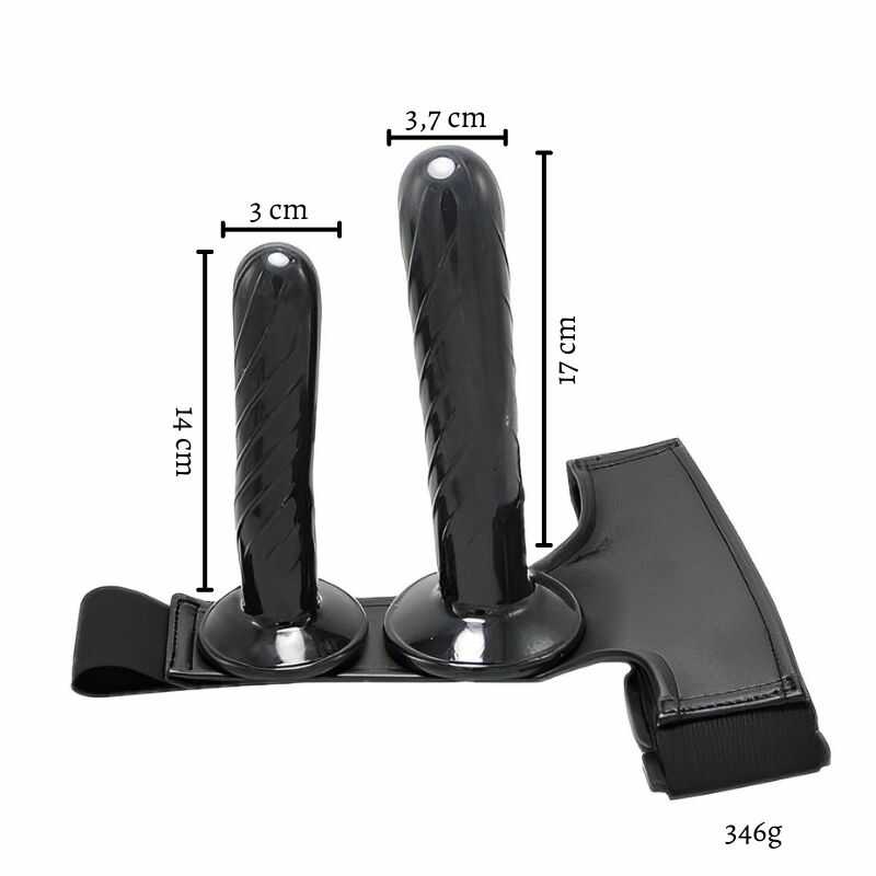 Doppelter Vibrierender Schwarzer Umschnalldildo