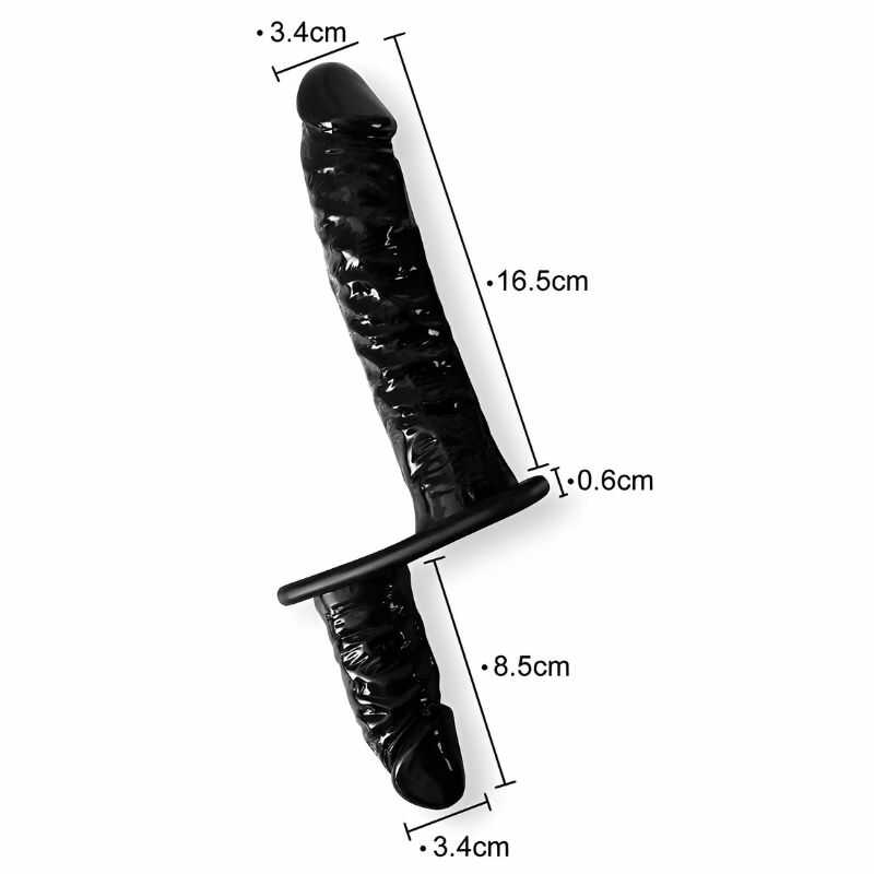 Doppelter Vibrierender Umschnalldildo Schwarz