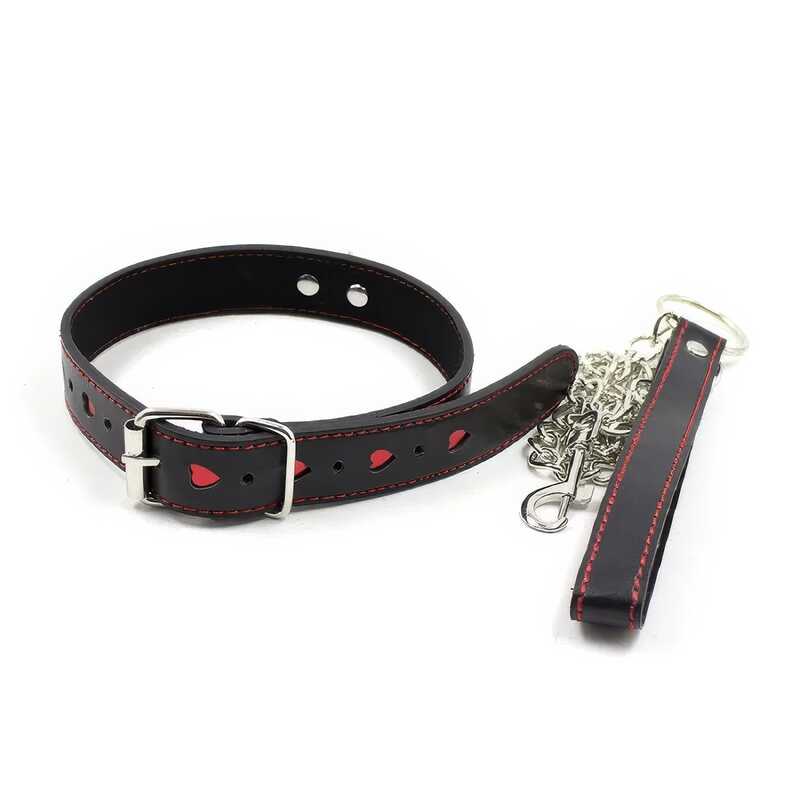 BDSM Halsband mit Metall Leine